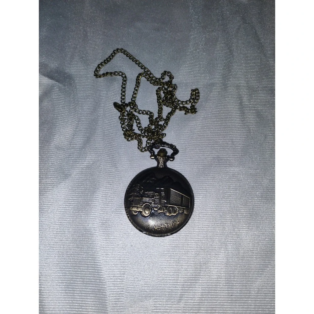 Watch-It Pocket Watch Semi Truck Logo Quartz Movement